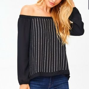 Black Off shoulder Studded Blouse